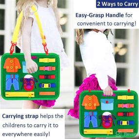 img 3 attached to 🔠 Montessori Toddler Busy Board: Portable with Strap, Handle, and Removable Alphabet & Numbers for Learning Clothing Button and Zipper Practice, Ideal Travel Toy for Montessori Kids