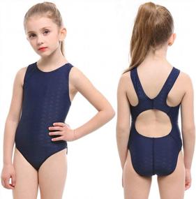 img 3 attached to Performance One-Piece Swimsuit For Girls In Black And Navy For Athletic Training And Competitions