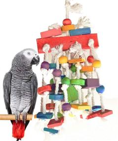 img 2 attached to 🦜 Mrli Pet Bird Chewing Toys - Multicolored Natural Wooden Knots Blocks Waterfall Bird Tearing Entertaining Toys for Cockatoos, Parakeets, and a Variety of Amazon Parrots - Recommended Parrot Cage Bite Toys