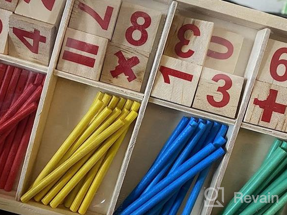 img 1 attached to Wooden Counting Stick Set: Educational Math Toy With Number Cards And Rods Box By Alytimes review by Jon Estell