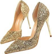 👠 glittery wedding pumps: trendy pointed fashion dress shoes for women logo