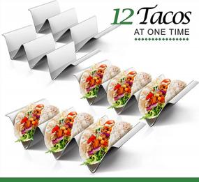 img 2 attached to Set Of 4 CHEFLY Stainless Steel Taco Holders And 8.7 Inch Tortilla Warmer Kit - Dishwasher-Safe And Microwavable For Ultimate Convenience
