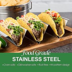 img 1 attached to Set Of 4 CHEFLY Stainless Steel Taco Holders And 8.7 Inch Tortilla Warmer Kit - Dishwasher-Safe And Microwavable For Ultimate Convenience
