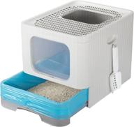 🐱 foldable cat litter box with lid and scoop - large fully enclosed anti-splashing cat toilet, easy to clean and install, odor-free логотип