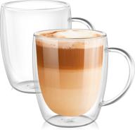 ☕ кофейные чашки punpun clear - двухслойные стаканчики из стекла для эспрессо с большой ручкой (380мл, набор из 2) логотип