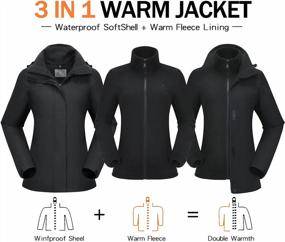 img 3 attached to Женская непромокаемая лыжная куртка с флисовой подкладкой - Пальто для сноуборда 3-в-1 для защиты от ветра и тепла - Идеальный зимний плащ от CAMELSPORTS