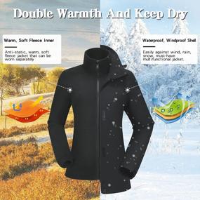 img 2 attached to Женская непромокаемая лыжная куртка с флисовой подкладкой - Пальто для сноуборда 3-в-1 для защиты от ветра и тепла - Идеальный зимний плащ от CAMELSPORTS