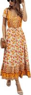 women's summer bohemian floral print maxi dress short sleeve casual dresses s-2xl logo