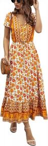 img 4 attached to Women'S Summer Bohemian Floral Print Maxi Dress Short Sleeve Casual Dresses S-2XL