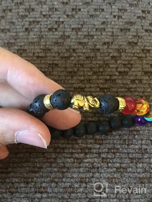 img 1 attached to 🧘 Chakra Bracelet - Elephants Gifts for Women and Men - Natural 8mm Lava Rock Bead Stress Relief Yoga Bracelet - Aromatherapy Essential Oil Diffuser Bracelet for Women, Girls review by Frank Garahana