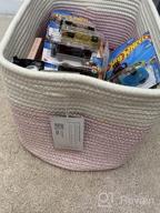 img 1 attached to OrganiHaus Set of 3 Small Woven Baskets for Organizing | Grey Storage Bins for Bathroom Decor and Towels review by Johnny Moger