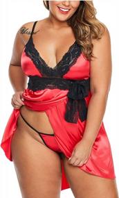 img 4 attached to Plus-Size Satin And Lace Babydoll Sets In Sexy BLMFAION Style, Available In 1X-5X