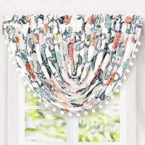img 4 attached to DriftAway Ada Sketch Waterfall Botanical Flower Floral Leaf Print Thermal Insulated Window Curtain Swag Valance Rod Pocket 52 Inch By 18 Inch Plus 2 Inch Header Multi