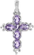 🎁 925 sterling silver victorian style cross pendant necklace with silvershake birthstone gemstone - perfect christmas jewelry gift for women логотип