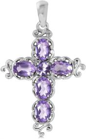 img 3 attached to 🎁 925 Sterling Silver Victorian Style Cross Pendant Necklace with Silvershake Birthstone Gemstone - Perfect Christmas Jewelry Gift for Women