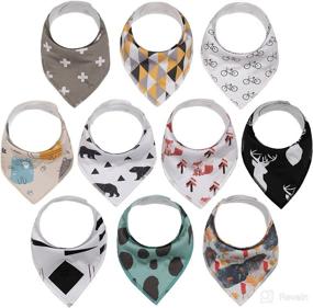 img 4 attached to 👶 Organic Baby Bandana Drool Bibs (10-Pack) - 100% Cotton Bibs for Drooling and Teething - Soft & Absorbent Drool Bibs for Newborns, Baby Boys & Girls - Unisex
