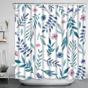 img 2 attached to Transform Your Bathroom With A 4-Piece Blue Green Floral Shower Curtain Set And Accessories
