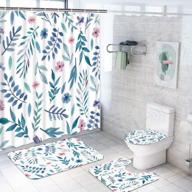 transform your bathroom with a 4-piece blue green floral shower curtain set and accessories logo