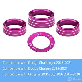 img 2 attached to Control Knob Covers，Engine Start Stop Sticker Volume AC Radio Switch Button Decal Trim Aluminum Alloy Rings Compatible With Dodge Challenger/Charger (2015-2021) 4 Pcs- Pink
