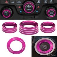 control knob covers，engine start stop sticker volume ac radio switch button decal trim aluminum alloy rings compatible with dodge challenger/charger (2015-2021) 4 pcs- pink logo