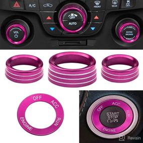 img 3 attached to Control Knob Covers，Engine Start Stop Sticker Volume AC Radio Switch Button Decal Trim Aluminum Alloy Rings Compatible With Dodge Challenger/Charger (2015-2021) 4 Pcs- Pink