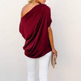 img 1 attached to Chic And Cozy: Women'S Ribbed Batwing Sleeve Off-Shoulder Top By EXLURA
