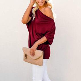 img 3 attached to Chic And Cozy: Women'S Ribbed Batwing Sleeve Off-Shoulder Top By EXLURA