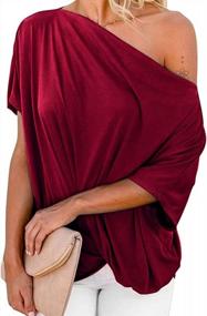 img 4 attached to Chic And Cozy: Women'S Ribbed Batwing Sleeve Off-Shoulder Top By EXLURA