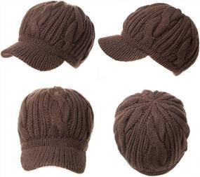 img 2 attached to Jeff & Aimy Women'S Wool Visor Beanie Newsboy Cap - Warm Winter Hat For Cold Weather
