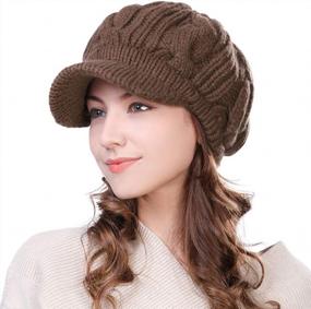 img 4 attached to Jeff & Aimy Women'S Wool Visor Beanie Newsboy Cap - Warm Winter Hat For Cold Weather