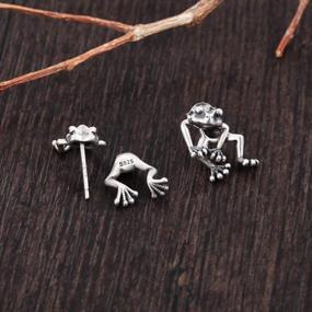 img 1 attached to 925 Sterling Silver Dangle Frog Earrings - Cute Vintage Animal Jewelry Gift Set For Women And Girls - 2 Ways To Wear - LOVECOM