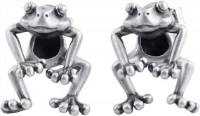 img 4 attached to 925 Sterling Silver Dangle Frog Earrings - Cute Vintage Animal Jewelry Gift Set For Women And Girls - 2 Ways To Wear - LOVECOM