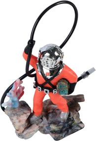 img 1 attached to 🐠 Mairuker Live Action Aerating Aquarium Ornament - Diver with Hose Fish Tank Decorations [Orange]
