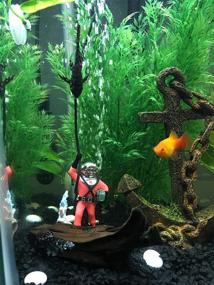 img 3 attached to 🐠 Mairuker Live Action Aerating Aquarium Ornament - Diver with Hose Fish Tank Decorations [Orange]