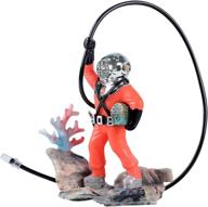 🐠 mairuker live action aerating aquarium ornament - diver with hose fish tank decorations [orange] logo