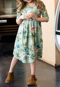 img 2 attached to 👗 GOSOPIN Sleeve Floral Pleated XX Large Girls' Clothing: Stylish Dresses for Fashionable Youngsters