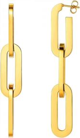 img 4 attached to Chic And Safe Jewelry: Hypoallergenic Fashion Earrings For Women In Stainless Steel/18K Gold Plated With Gift Box
