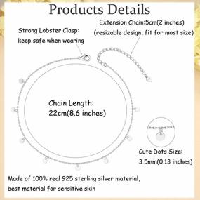 img 3 attached to Ножной браслет Milacolato для женщин Стерлингового серебра 925 пробы Браслет на щиколотку 18-каратного белого золота с покрытием из бисера Dot Star Heart Бесконечный слой Браслет на щиколотке Регулируемый браслет на щиколотке для ног Пляжные украшения