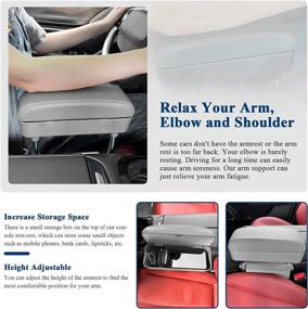 img 1 attached to 🚗 R RUIYA Armrest Box Protector - Comfortable Grey Universal Auto Car Center Console Extender for General Motocars with Adjustable Height & Supportive Pads