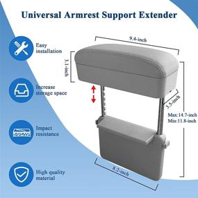 img 3 attached to 🚗 R RUIYA Armrest Box Protector - Comfortable Grey Universal Auto Car Center Console Extender for General Motocars with Adjustable Height & Supportive Pads