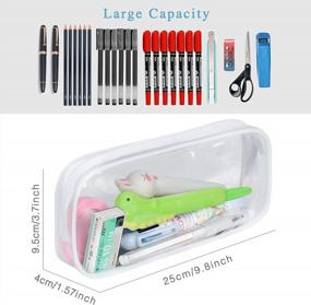 img 3 attached to Skycase Clear Exam Pencil Bag Set: Stylish Pouches For Office And School Supplies Storage