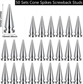 img 3 attached to 🔩 QLOUNI 50 Sets Cone Spikes Screwback Studs: Enhance DIY Leather Crafts and Clothing with Silver Studs and Spikes (10 X 25mm)