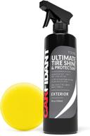 🚗 carfidant tire shine spray kit - tire dressing & rubber protectant - provides dark, wet look with no grease or sling! tire black tire shine with applicator pad logo