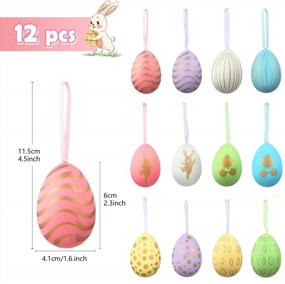 img 3 attached to 12-Piece Set Of Printed Plastic Easter Egg Hanging Ornaments With Ribbon - Ideal For Egg Hunts, Basket Stuffers, Home Decorations, And Easter Day Parties By GWHOLE