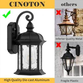 img 2 attached to CINOTON Dusk To Dawn Outdoor Wall Lighting, Outdoor Wall Lantern With Water Ripple Glass Waterproof Wall Sconce For Porch, Front Door, Patio Or Garage