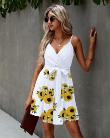 img 2 attached to Sexy V-Neck Floral Spaghetti Strap Jumpsuit For Women - CASURESS Rompers With Adjustable Belt