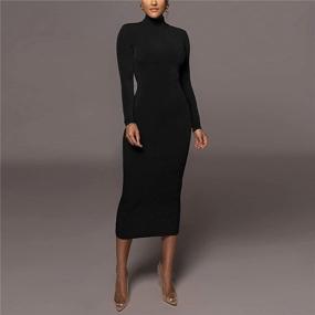 img 1 attached to Shine Like A Star With Salimdy'S Turtleneck Bodycon Midi Dress - Perfect For Parties And Cocktails!