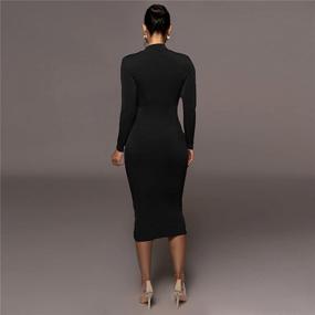 img 3 attached to Shine Like A Star With Salimdy'S Turtleneck Bodycon Midi Dress - Perfect For Parties And Cocktails!