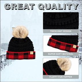 img 1 attached to Kids Cable Knit Winter Hat Beanie - Funky Junque Baby & Toddler Pom Cap