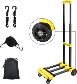 img 4 attached to KEDSUM Portable Folding Hand Truck With Solid Construction And 220 Lbs Capacity, 4 Wheels Heavy Duty Utility Cart, Compact And Lightweight Dolly For Luggage, Travel, Moving, And Office Use - Yellow